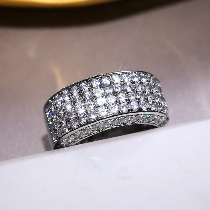 Luxury full diamond men's ring European and American unisex ring