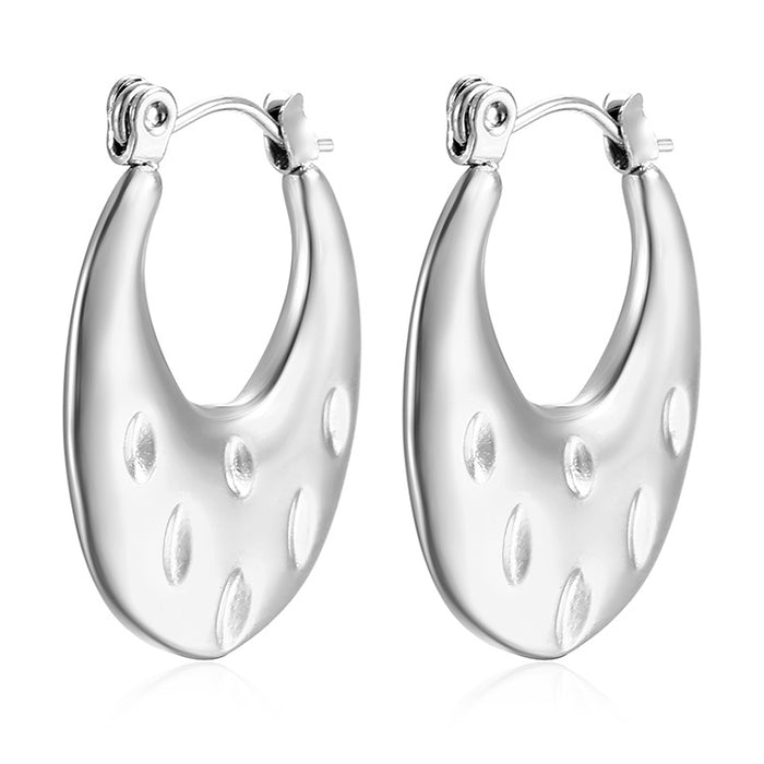 Stainless steel oval earrings simple light luxury women's earrings