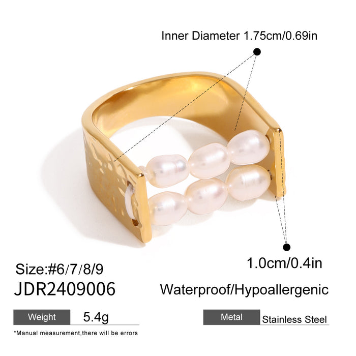 18k gold stainless steel pearl ring