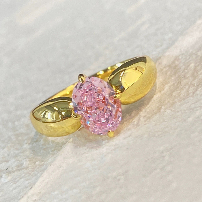Zircon pink princess fairy ring for women, elegant and sweet
