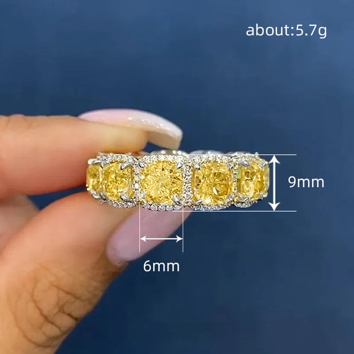 Princess diamond ring quadrilateral luxury ring European and American high-end women's ring jewelry