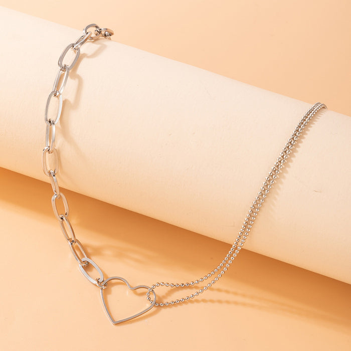 Hollow Heart Chain Necklace - Simple Heart Bead Choker