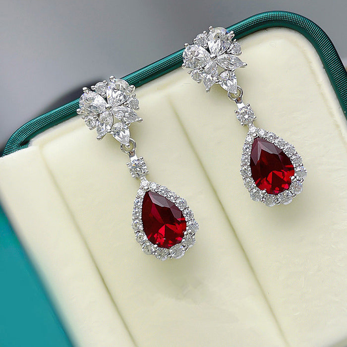 Long earrings floral teardrop earrings