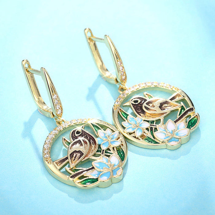 Pendientes de estilo pastoral con pegamento en forma de gota, pendientes de esmalte hechos a mano