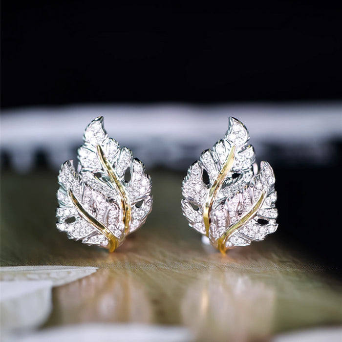 Pastoral style leaf earrings temperament square round face earrings