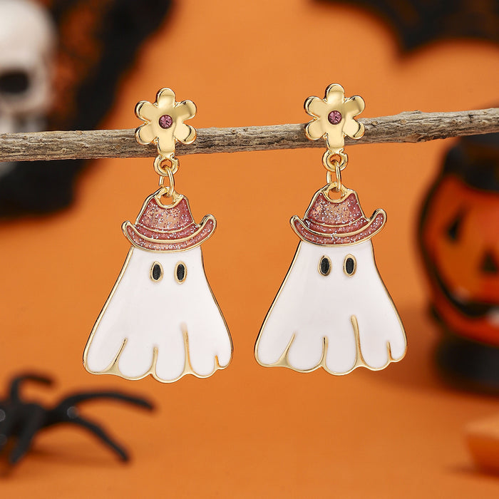Wholesale Halloween Cartoon Stud Earrings Set - Spooky Pumpkin, Ghost & Bat Alloy Earring Multipack for Women