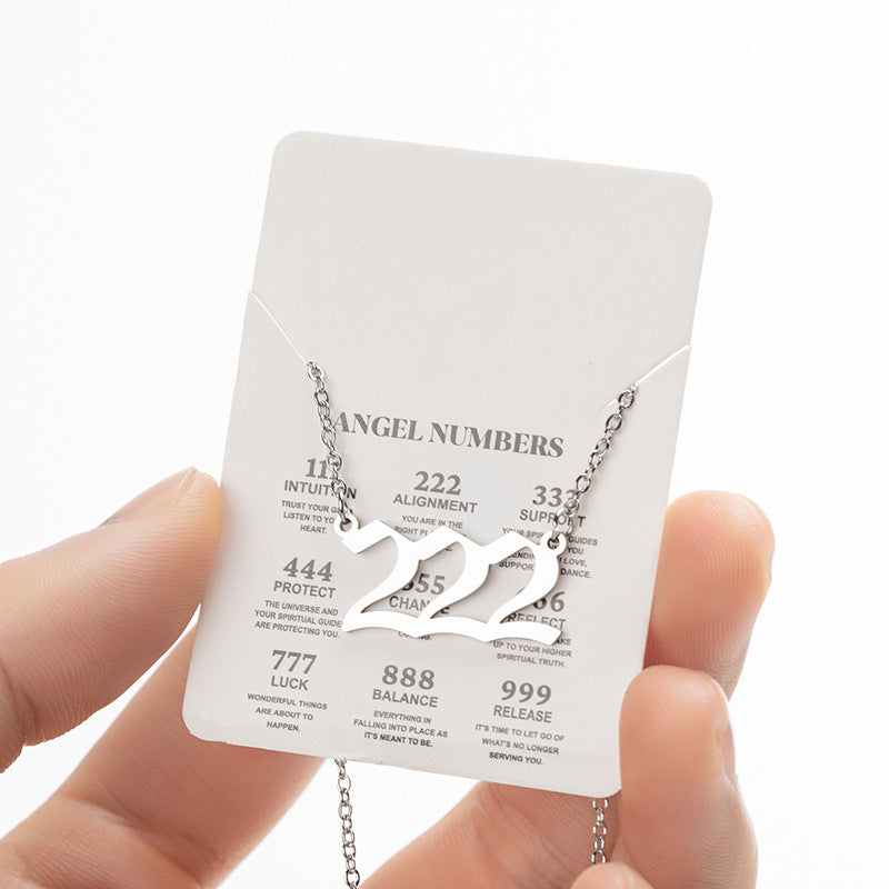 Angel Number Sweater Chain, Vintage 000-999 Stainless Steel Pendant Necklace Wholesale - wallojewerly 