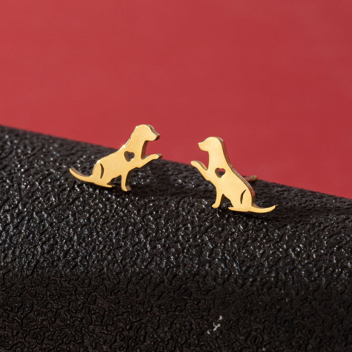 Dog Zodiac Stainless Steel Stud Earrings - Adorable and Playful Animal Jewelry