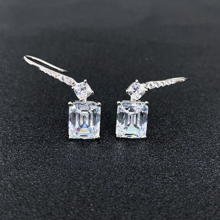 Square diamond pagoda earrings light luxury niche ladies earrings