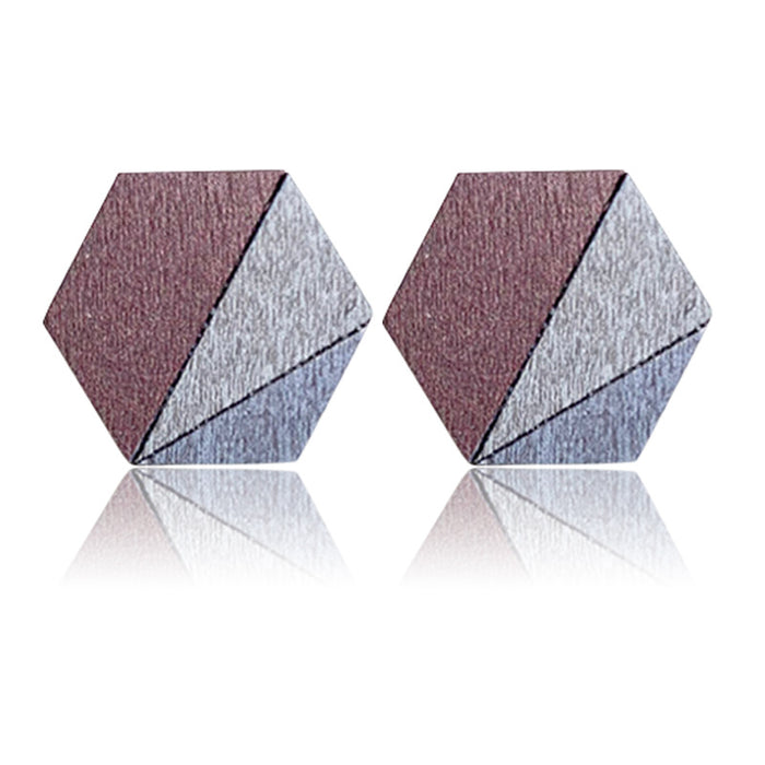 Wooden polygonal earrings