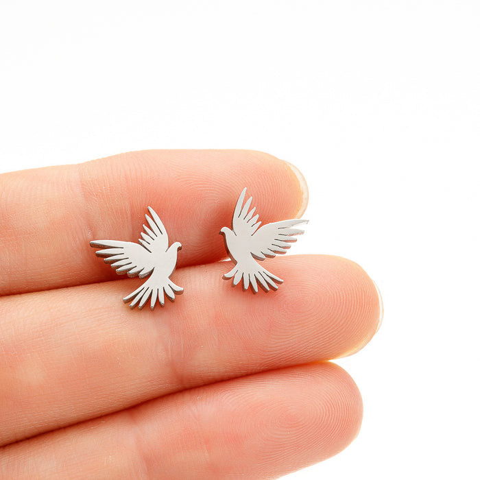 Eagle earrings, cross-border creative new punk style series hollow stainless steel bird earrings retro earrings