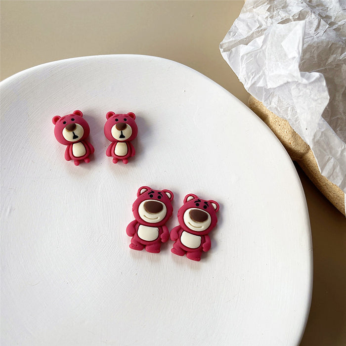 Cartoon bear earrings, sweet and childlike, cute earrings