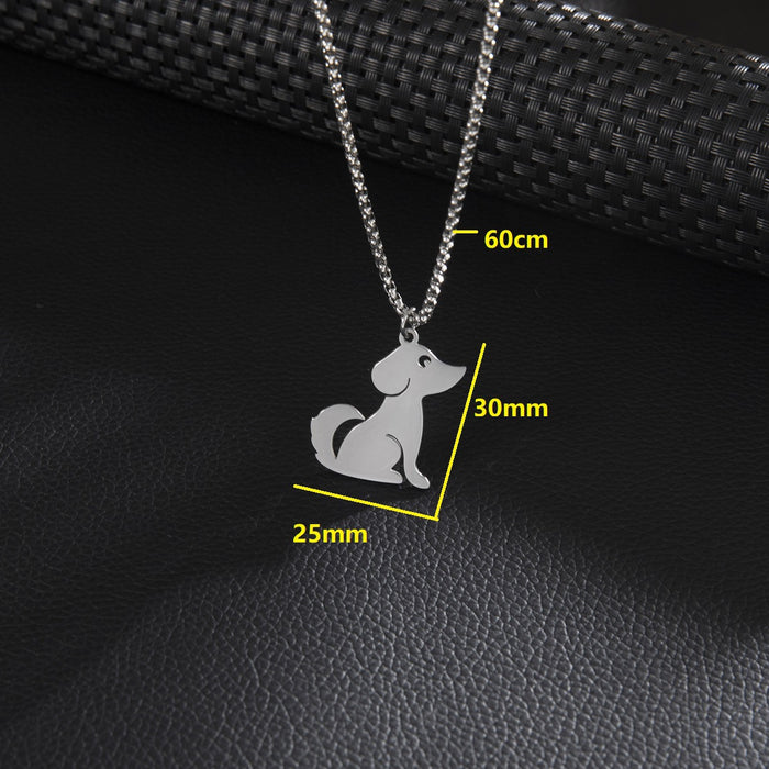 Retro zodiac dog pendant necklace, long clavicle chain summer versatile stainless steel jewelry