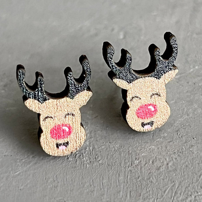 Wooden Christmas Gingerbread Man Earrings