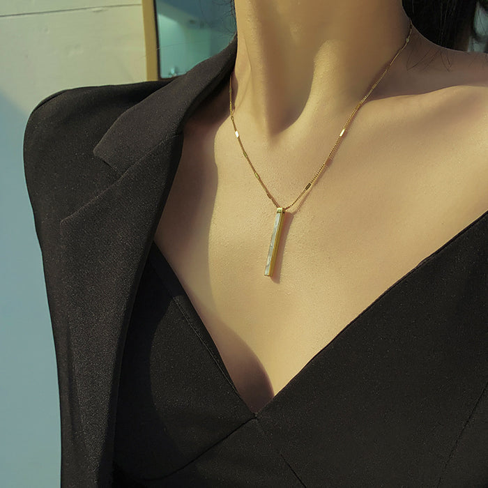 14K Gold-Plated Natural Stone Pendant Necklace - Women's Fashion Jewelry