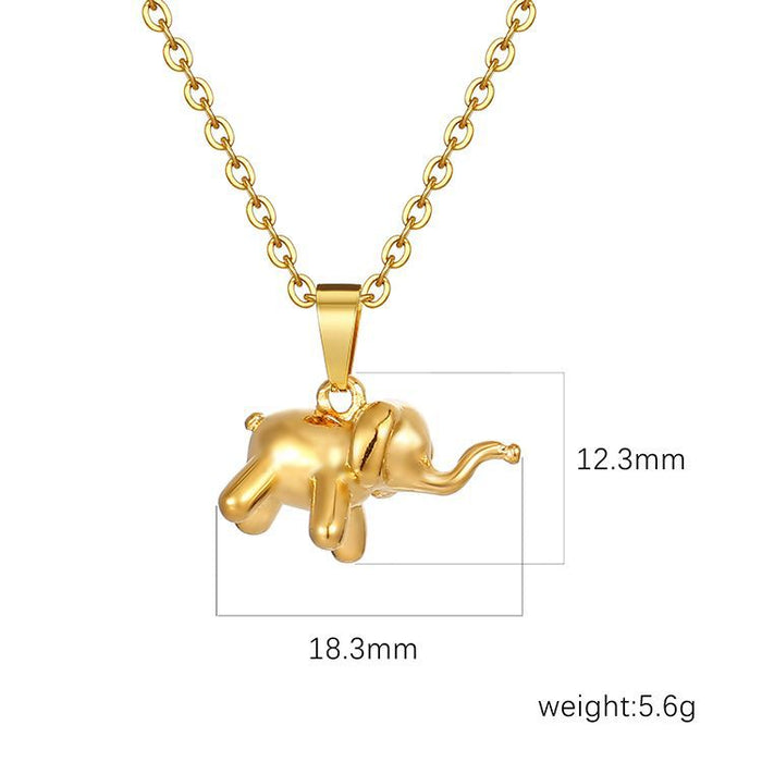 Elephant Pendant Necklace, 18K Retro Versatile European and American Jewelry