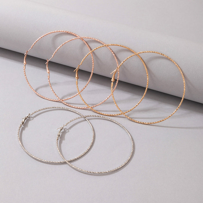 Large circle geometric hoop earrings three-piece set