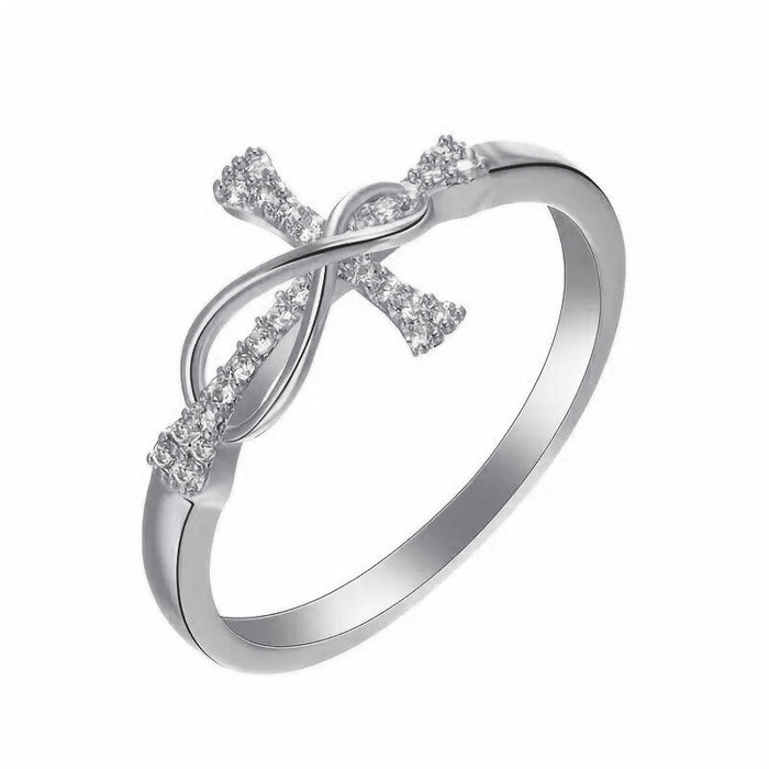 Cross zircon ring simple classic design ring fashionable personality female ring