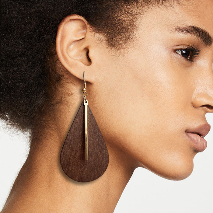 Wooden quadrilateral earrings