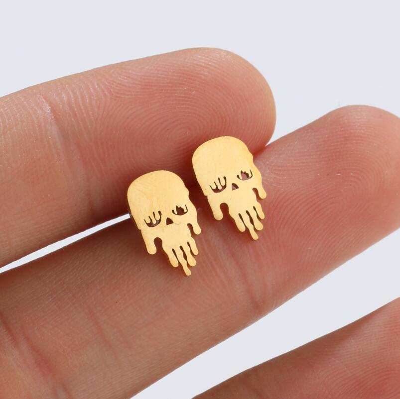 Skull Stainless Steel Stud Earrings - Simple and Luxurious Halloween Jewelry