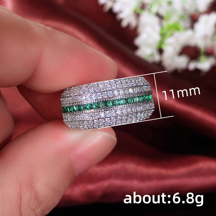 Color-blocked zircon rings, celebrity style couple rings, European and American fashion accessories