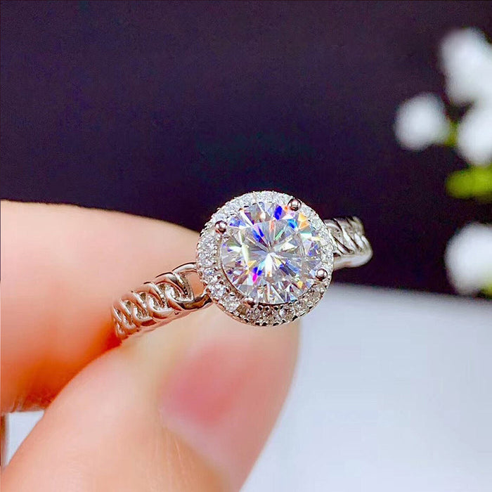 Micro-paved AAA zircon platinum diamond ring