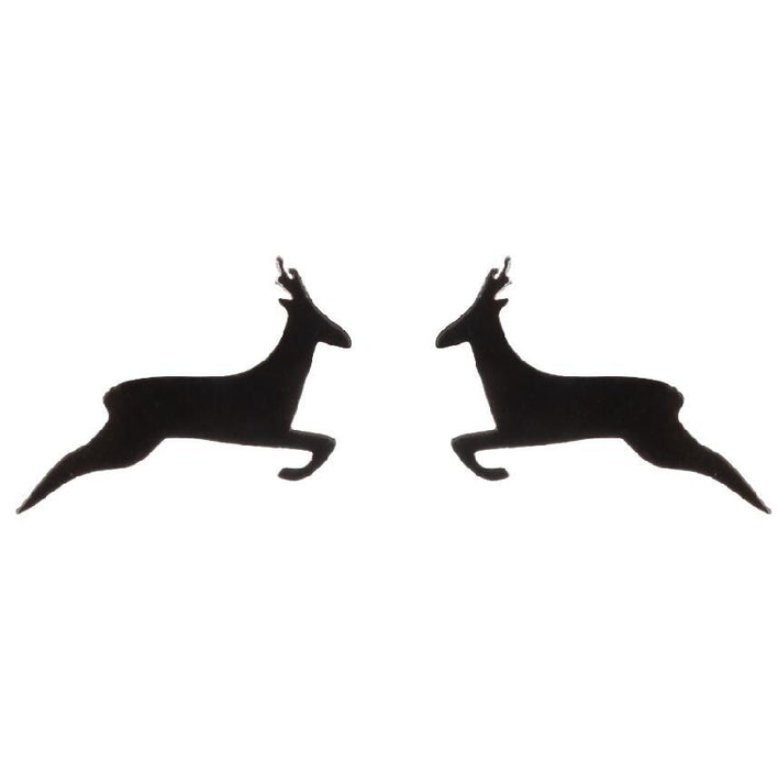 Reindeer and Snowflake Stainless Steel Stud Earrings - Cute Christmas Jewelry