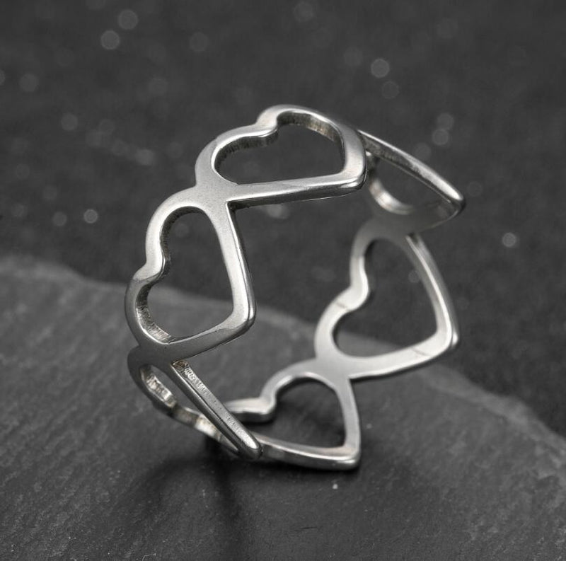 Anillos huecos de amor, venta al por mayor de anillos simples abiertos de acero inoxidable para mujer