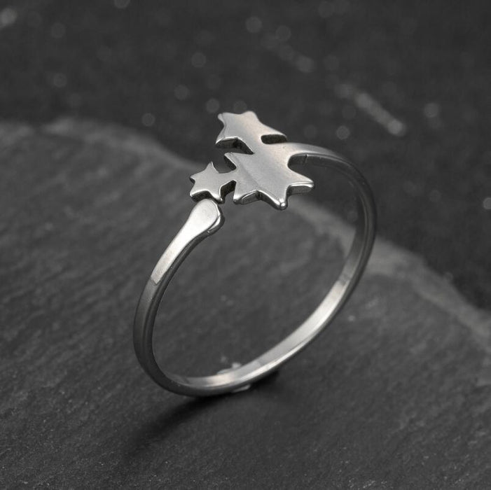 Geometric five-pointed star ring, niche design stainless steel open ring wholesale