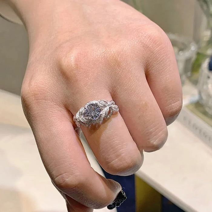 Zircon bow geometric ring for women princess sweet style