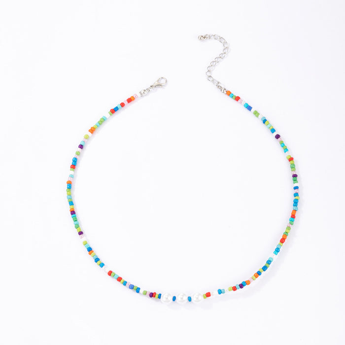 Colorful Beaded Necklace - Ethnic Pearl Single-Layer Choker