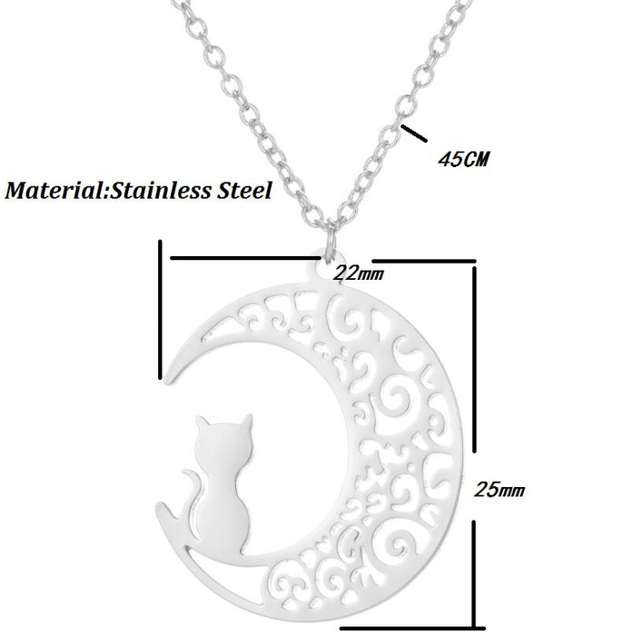 Kitten pet necklace, simple stainless steel animal clavicle chain ins niche design jewelry