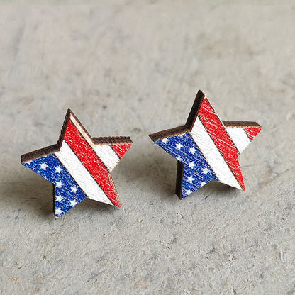 Wooden patriotic Independence Day earrings