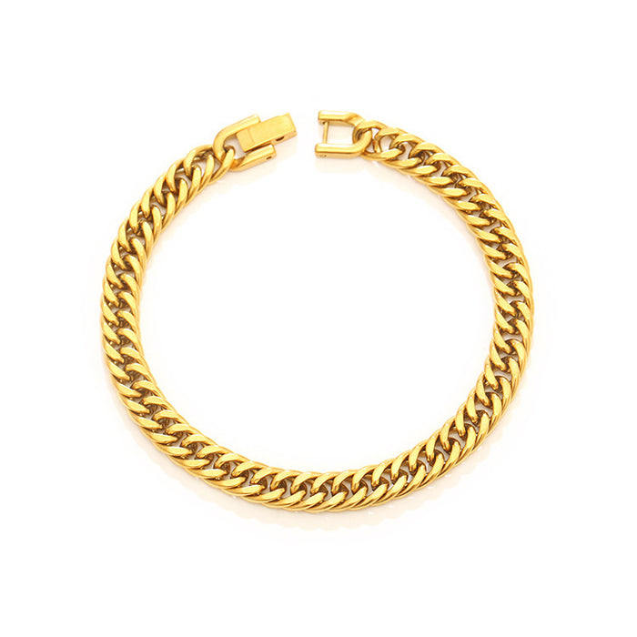 18K Gold Plated Stainless Steel Cuban Chain Women's Titanium Steel Bracelet