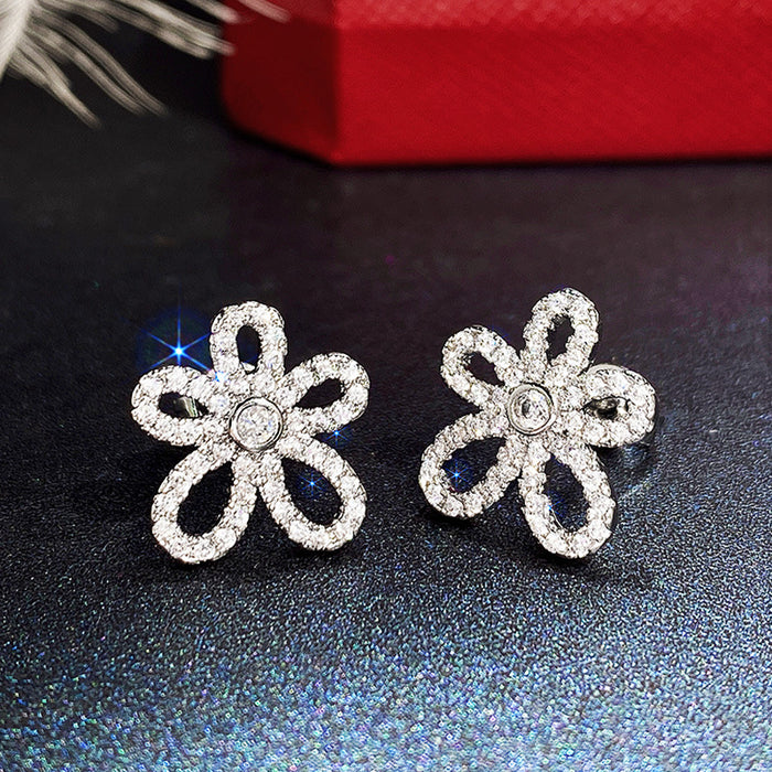 Large zircon earrings, fashionable and simple earrings