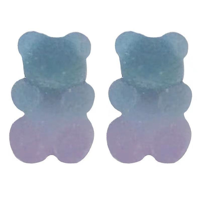 Gummy Bear Earrings Cute Cartoon Girl Style Gradient Color Design