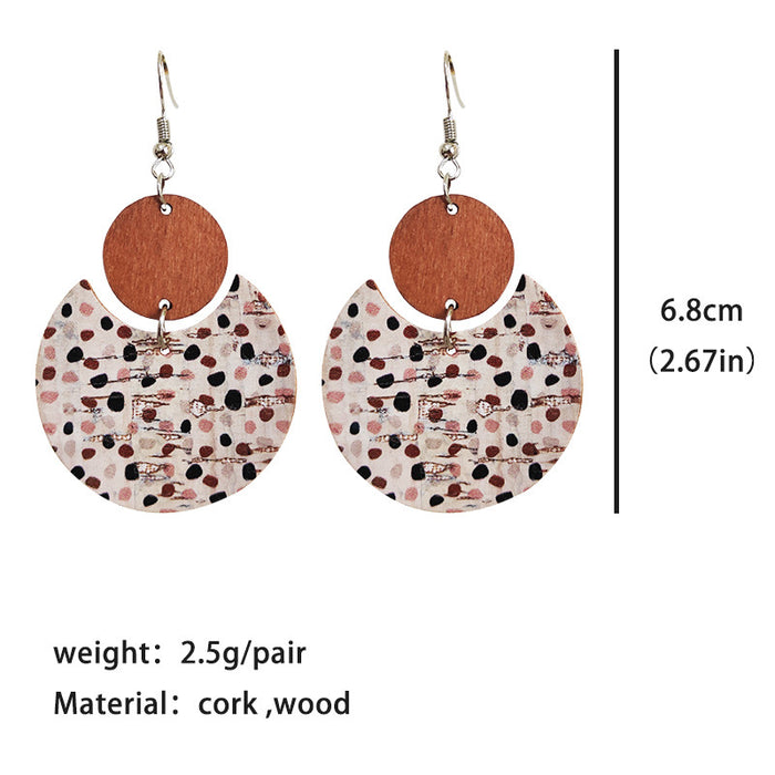 Wooden leopard print earrings