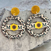 Mother's Day Earrings with Sunflower, Daisy, Butterfly, and Leopard Print - wallojewerly 