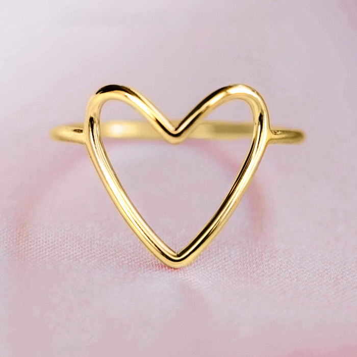 Anillo de corazón simple, anillo clásico liso, accesorios elegantes