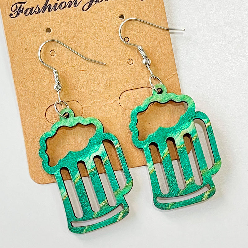 Wooden hat St. Patrick's Day earrings