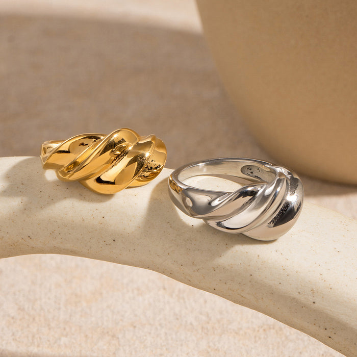18k gold stainless steel twist ring