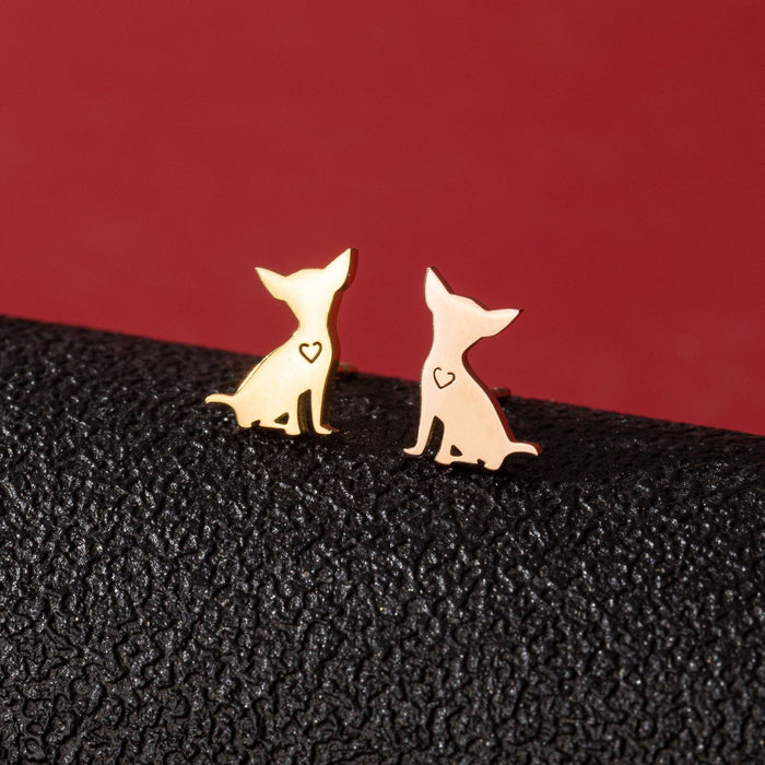 Dog Zodiac Stainless Steel Stud Earrings - Adorable and Playful Animal Jewelry