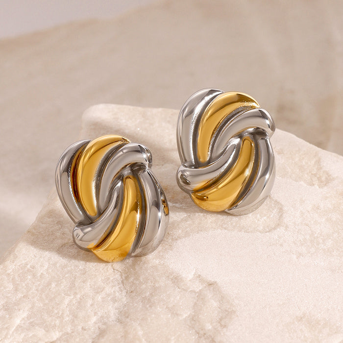 Wave contrasting color earrings, fashionable 18k high-end commuting design