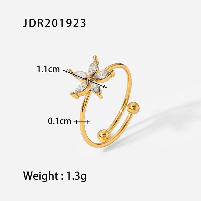 18K Gold Electroplated Zircon Ring with Sunflower Design - European Style