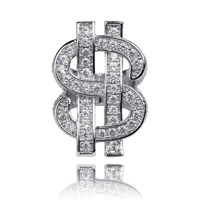 Alloy ring hollow dollar symbol hip-hop men's ring