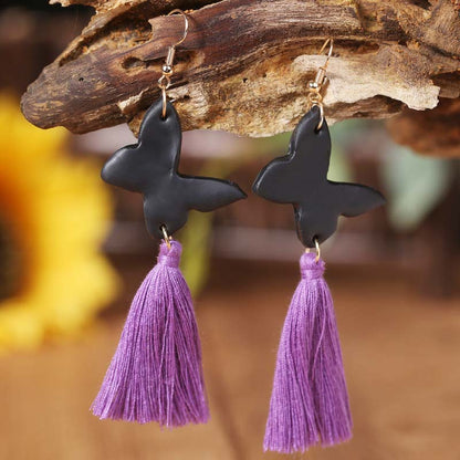 Halloween Skull and Pumpkin Tassel Clay Earrings - Bold and Original Design