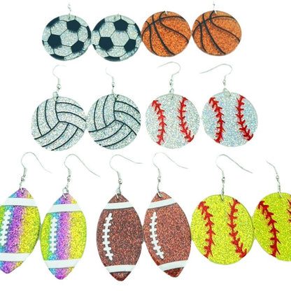 Simple acrylic rugby earrings - wallojewerly 