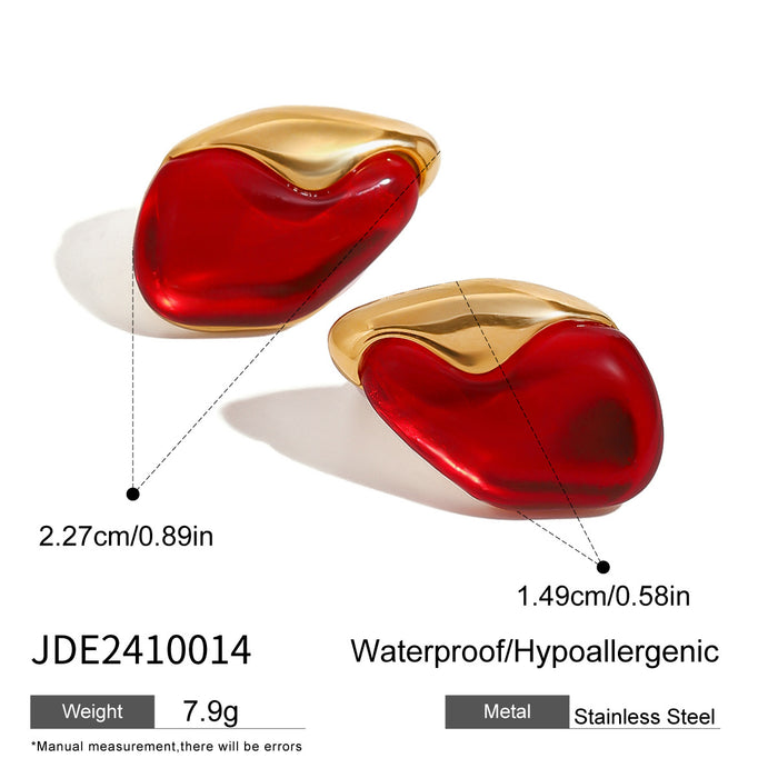 Stainless Steel Red Earrings Natural Stone Earrings Titanium Steel