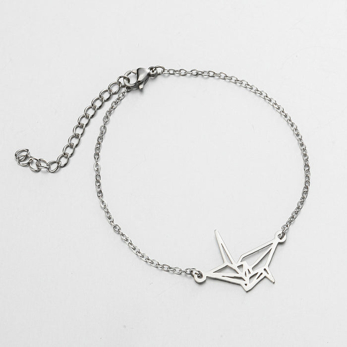 18K gold electroplated paper crane bracelet, simple cold style jewelry wholesale