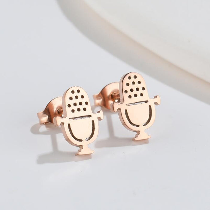 Music earrings, cross-border new retro horn accordion earrings ins personality headphone microphone hip-hop earrings